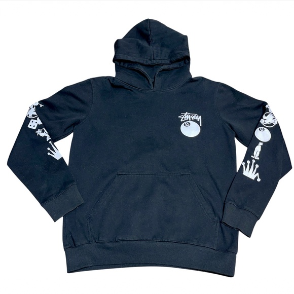 Stussy Sweater Adult Large Black 8 Ball Graphic Pullover Hoodie Sweatshirt